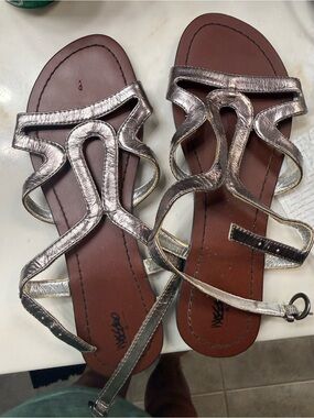 Mossimo Metallic Silver Strappy Women's Sandals